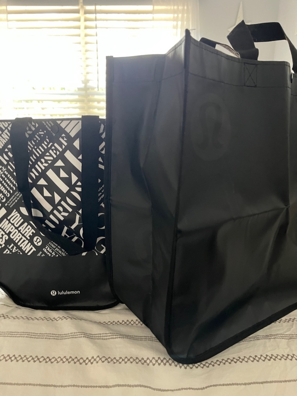 lululemon Black Graphic and Solid Reusable Totes - Picture 2 of 3